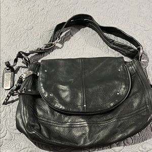 B. Makowsky Black Leather Shoulder Bag